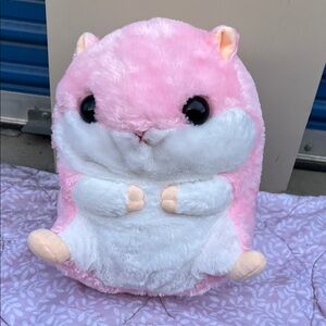#73 Pink and White Plush Hamster Toy